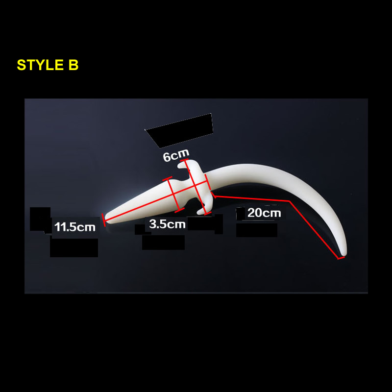 Luminous White Color Silicone Anal Plug with Tail Anus Intruder Puppy Costume